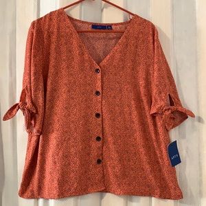 Apt 9 Tie Sleeve Button Front Blouse XL NWT